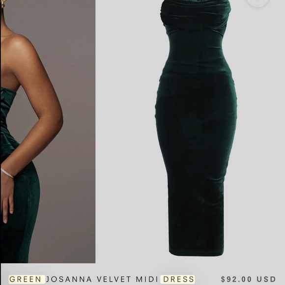 Sexy Green velvet fitted midi dress - Picture 3 of 5